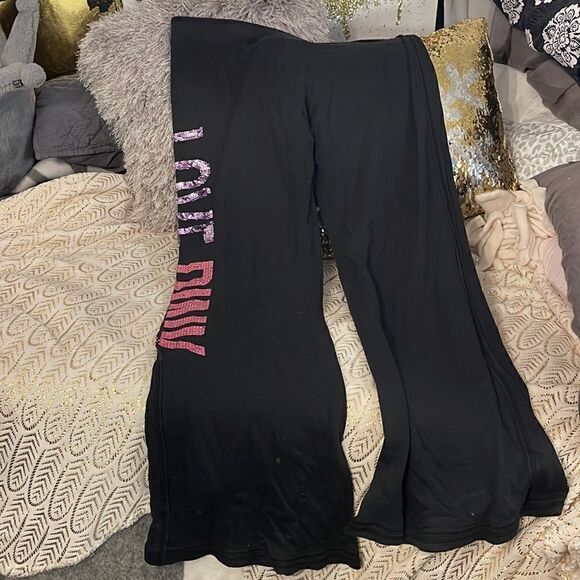 Vintage VS pink black bootcut sweatpants sequin rhinestone bling medium - Picture 4 of 10
